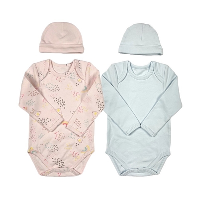 Organic Cotton Baby Clothes Romper for 3-6 Months Newborns Snap Button and Cap Included
