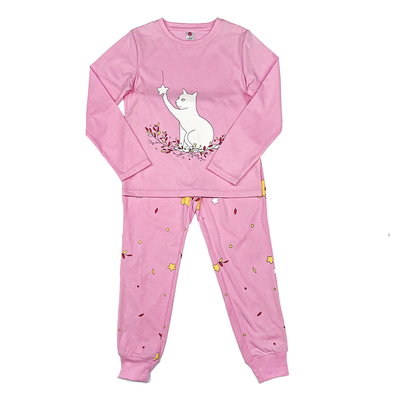 Pajamas Girl 2 Pieces Set Kids Pajamas Cotton Rib Cuff Kids Clothing with Small MOQ
