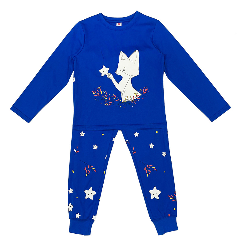 Pajamas Girl 2 Pieces Set Kids Pajamas Cotton Rib Cuff Kids Clothing with Small MOQ